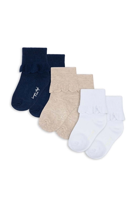 Detské ponožky Konges Sløjd 3 PACK FRILL SOCKS 3-pak tmavomodrá farba, KS101369