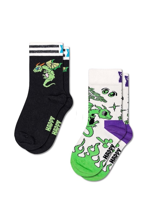 Happy Socks sosete copii Kids 2-Pack Dragon Socks 2-pack culoarea verde, P001476