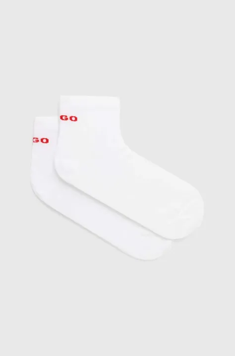 Ponožky HUGO 2-pack pánské, bílá barva, 50516396
