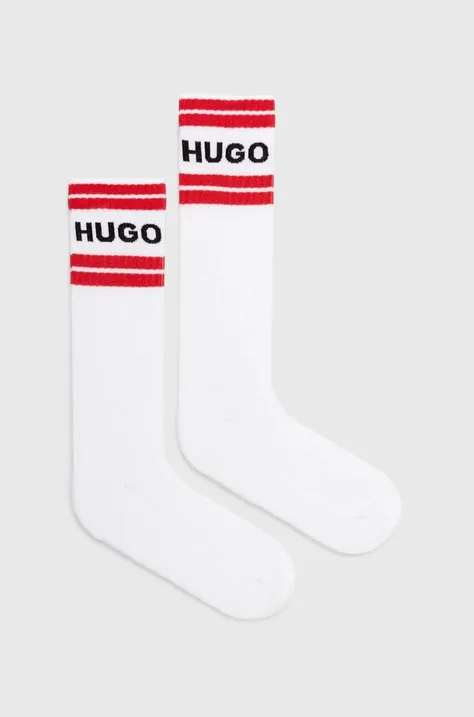 Nogavice HUGO 2-pack moške, bela barva, 50518610