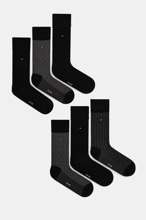 Tommy Hilfiger sosete 6-pack barbati, culoarea negru, 101013215