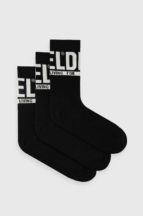 Κάλτσες Diesel SKM-RAY-THREEPACK 3-pack χρώμα: μαύρο, 00SAYJ.2QATV
