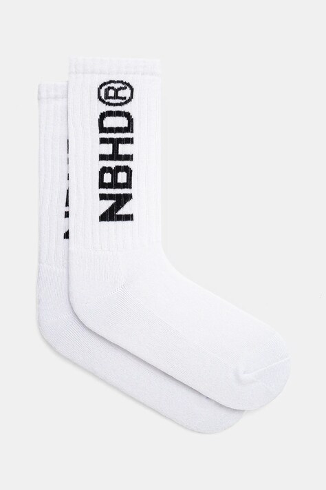 Ponožky NEIGHBORHOOD Nbhd Logo Socks pánské, bílá barva, 242WINH.UWM02