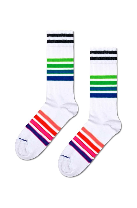 Κάλτσες Happy Socks Street Stripe Sneaker Sock χρώμα: άσπρο, P000708