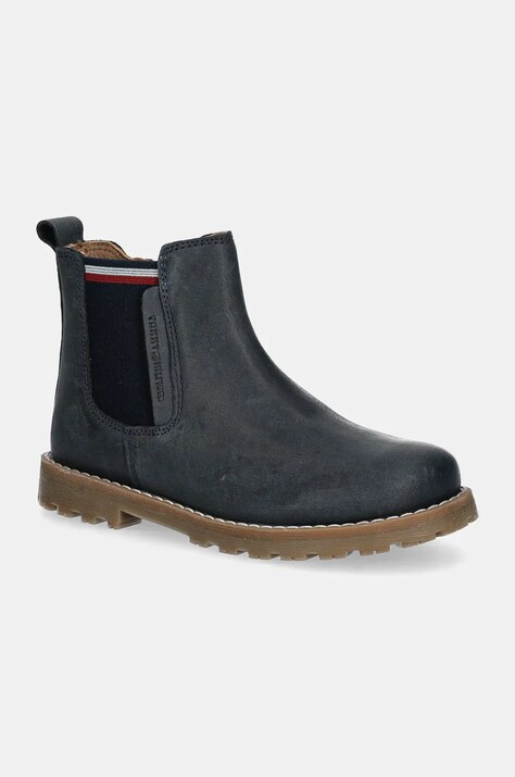 Дитячі шкіряні зимові черевики Tommy Hilfiger колір синій T1X5-33700