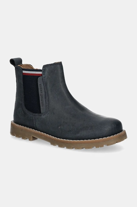 Детские кожаные зимние ботинки Tommy Hilfiger цвет синий T1X5-33700
