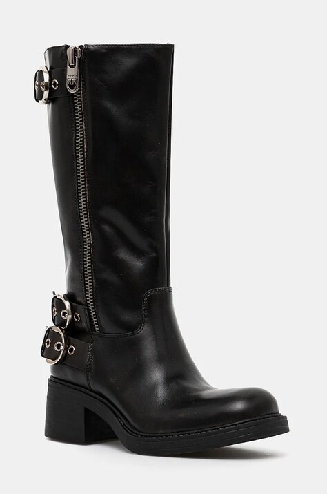 Чоботи Pinko Alys жіночі колір чорний каблук блок SD0153 P056 Z99