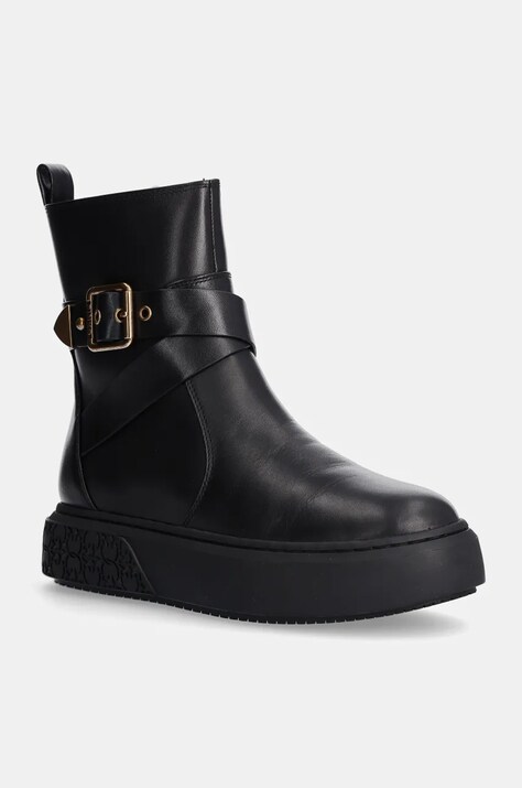Pinko botine Yoko femei, culoarea negru, cu toc plat, izolat, SS0043 P063 Z99