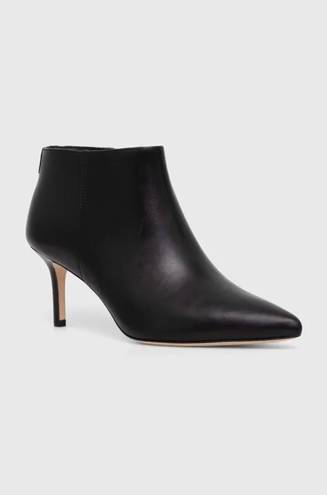 Kožené kotníkové boty Lauren Ralph Lauren Lizie dámské, černá barva, na podpatku, 802937786001