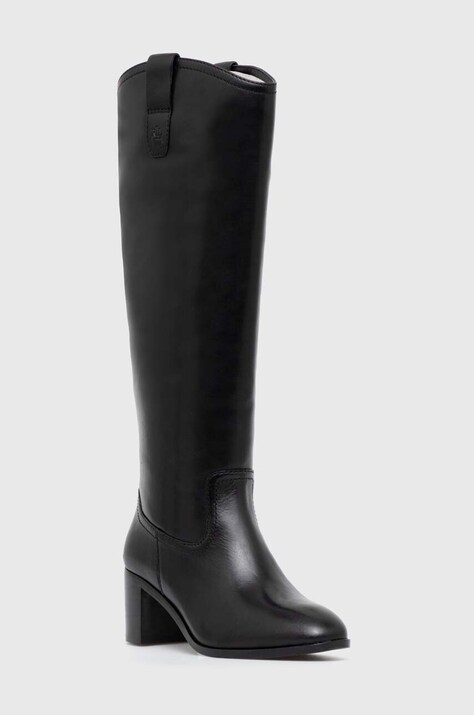 Lauren Ralph Lauren ghete de piele Carla femei, culoarea negru, cu toc drept, 802937812001