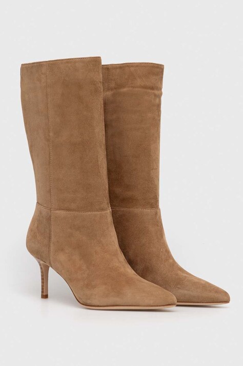 Lauren Ralph Lauren cizme din piele intoarsa Leannah femei, culoarea bej, cu toc cui, 802942517001