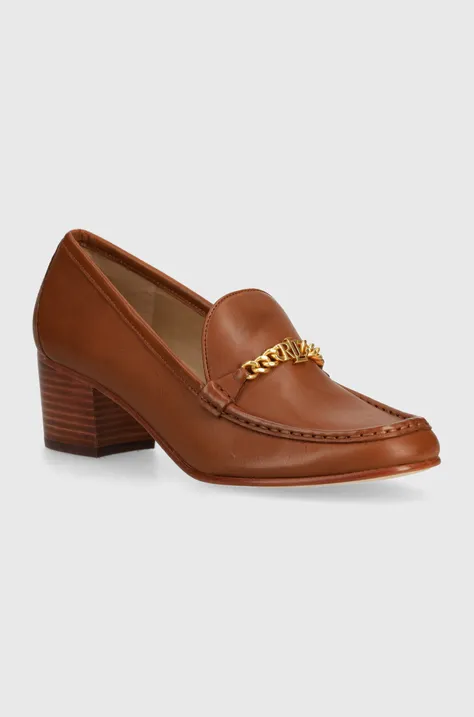 Шкіряні туфлі Lauren Ralph Lauren Winslet колір коричневий каблук блок 802942573002