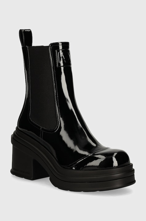 Armani Exchange cizme femei, culoarea negru, cu toc drept, XDN035 XV879 00002