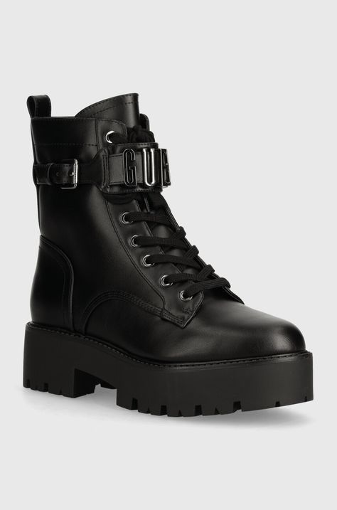 Čizme Guess VAIRES za žene, boja: crna, s platformom, FLTSOM ELE10
