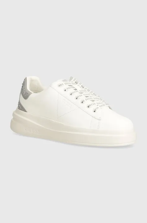 Δερμάτινα αθλητικά παπούτσια Guess ELBINA χρώμα: άσπρο, FLTELB LEA12
