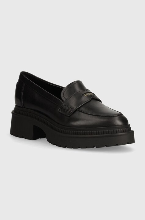 Δερμάτινα μοκασίνια Guess FINDA χρώμα: μαύρο, FLTFIN LEA14