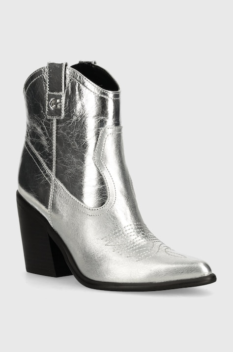 Guess cizme JALELLA femei, culoarea argintiu, cu toc drept, FLTJAL LEL10
