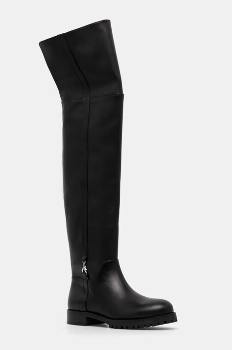 Patrizia Pepe cizme femei, culoarea negru, cu toc plat, 8Y0091 L078 K103