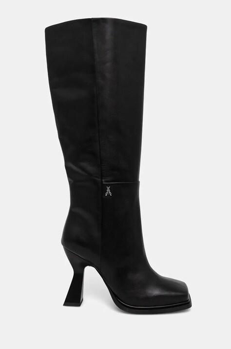 Patrizia Pepe ghete de piele femei, culoarea negru, cu toc drept, 8Y0100 L048 K103