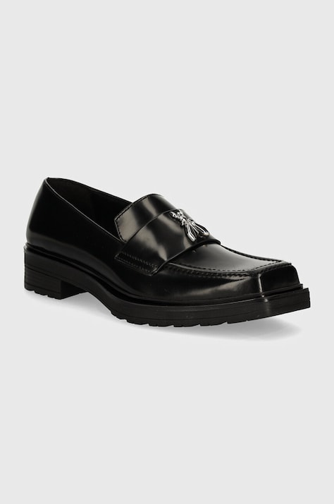 Patrizia Pepe mocasini de piele femei, culoarea negru, cu toc plat, 8Z0019 L052 K103