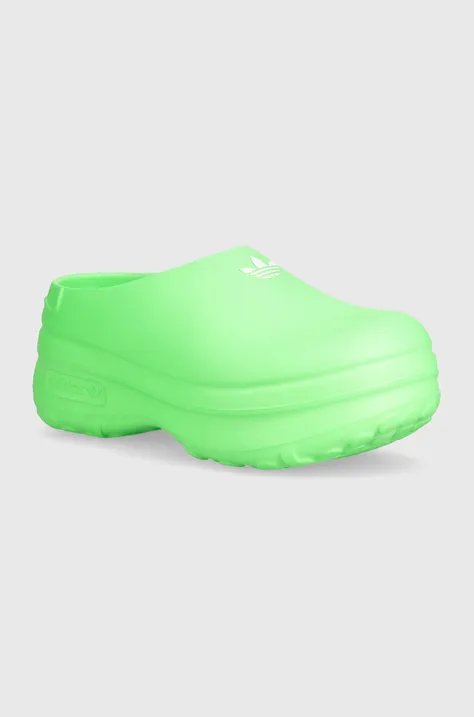 Šľapky adidas Originals adiFOM Stan Mule dámske, zelená farba, na platforme, IF6940