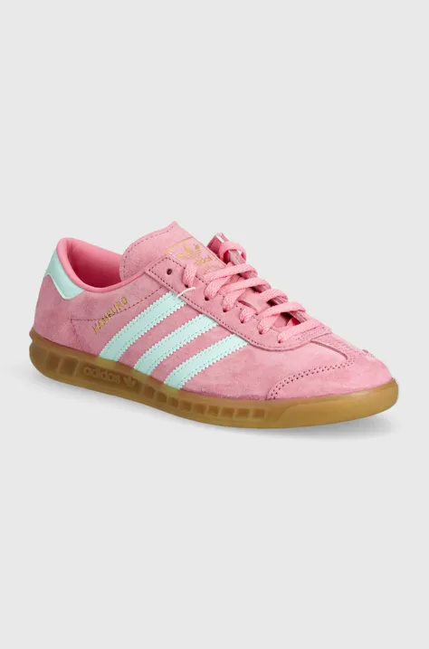 Semišové sneakers boty adidas Originals Hamburg růžová barva, IH5459