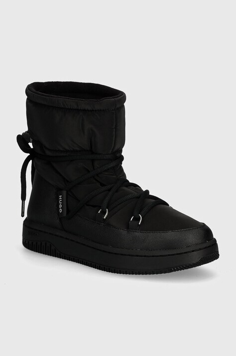 HUGO botine Kilian femei, culoarea negru, cu toc plat, izolat, 50523837