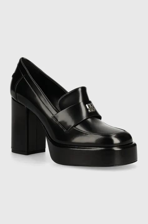 Обувки с дебел ток HUGO Lilah в черно с дебел ток 50523187