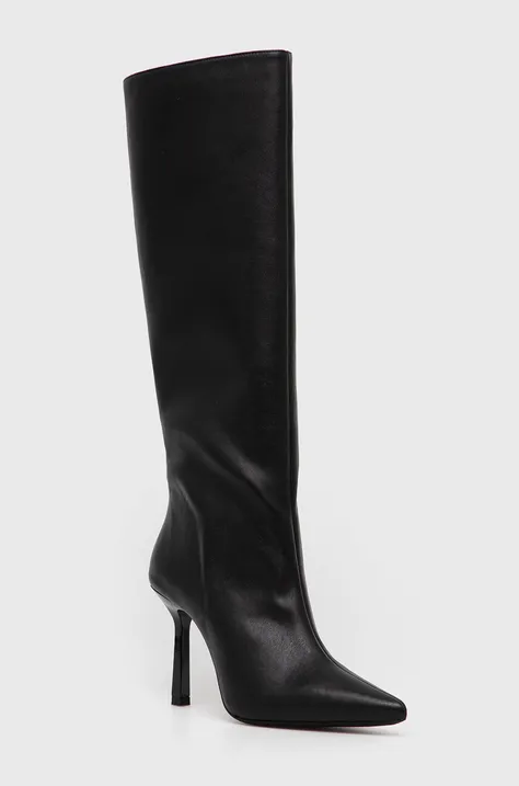 Elegantni škornji HUGO Katniss ženski, črna barva, 50523203