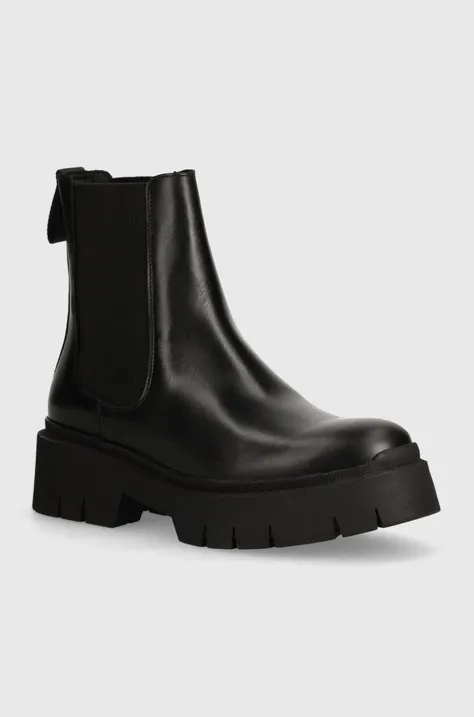 Δερμάτινες μπότες τσέλσι HUGO Kris γυναικείες, χρώμα: μαύρο, 50530702