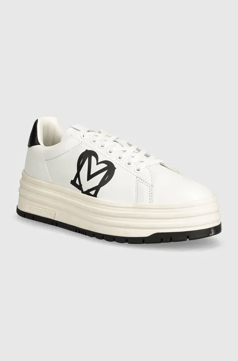 Δερμάτινα αθλητικά παπούτσια Love Moschino χρώμα: άσπρο, JA15096G1LIA110A