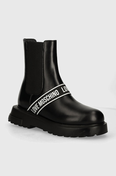 Love Moschino ghete chelsea de piele femei, culoarea negru, cu platforma, JA24104G1LIA0000