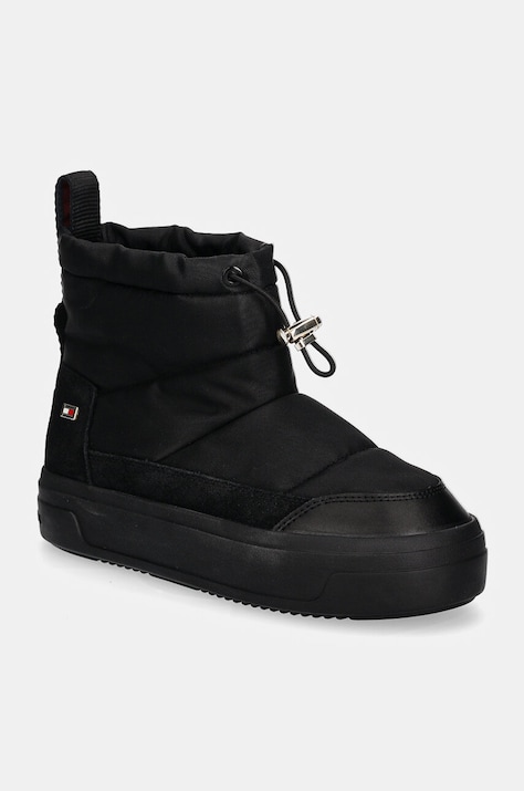 Μπότες χιονιού Tommy Hilfiger FLAG NYLON MINI SNOWBOOT χρώμα: μαύρο, FW0FW08334