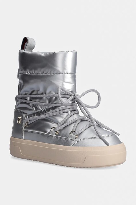 Tommy Hilfiger cizme de iarna LACE-UP METALLIC SNOWBOOT culoarea argintiu, FW0FW08442