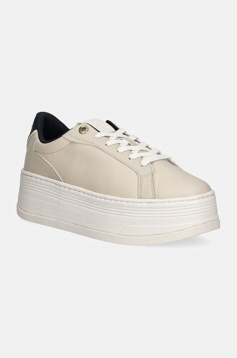 Tenisky Tommy Hilfiger TH PLATFORM SNEAKER TRIANGLE béžová farba, FW0FW08115