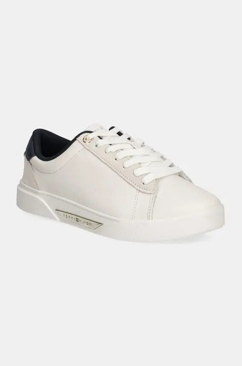 Kožené tenisky Tommy Hilfiger CHIC COURT SNEAKER biela farba, FW0FW08123