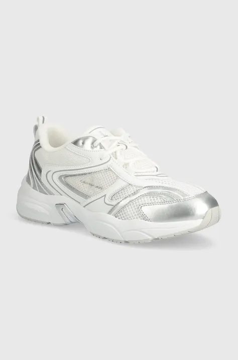 Sneakers boty Calvin Klein Jeans RETRO TENNIS LOW LACE MH ML MTL bílá barva, YW0YW01463