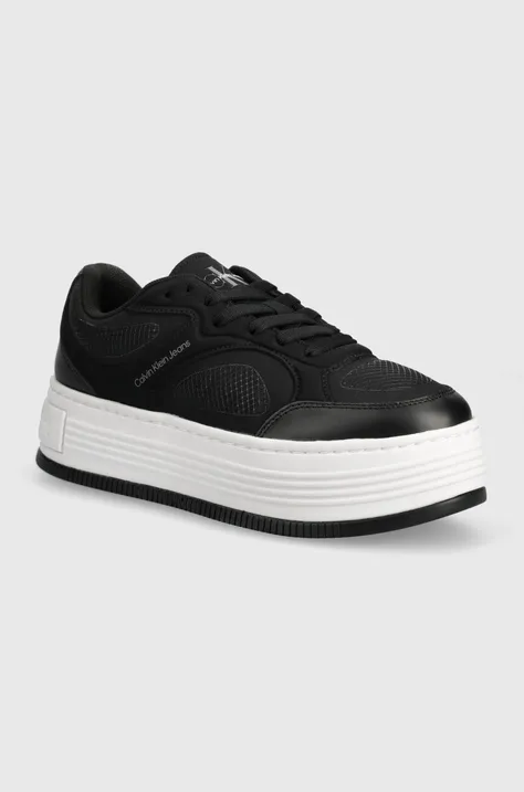 Sneakers boty Calvin Klein Jeans BOLD PLATF LOW LACE MIX IN MTL černá barva, YW0YW01471
