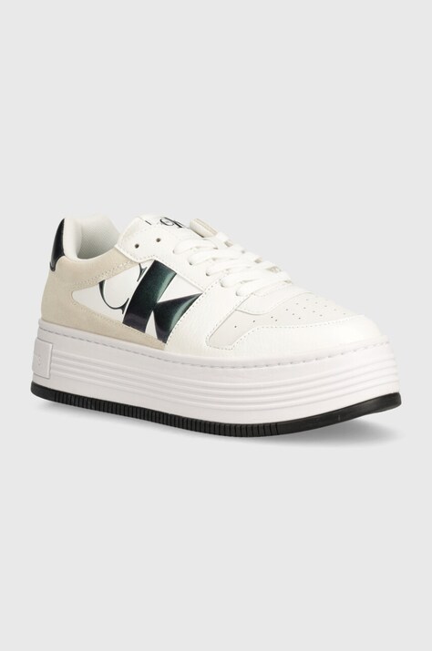 Calvin Klein Jeans sneakers BOLD PLATF LOW LACE MIX NBS MTR culoarea alb, YW0YW01482