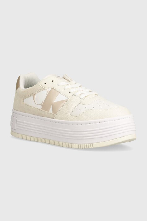 Αθλητικά Calvin Klein Jeans BOLD PLATF LOW LACE MIX NBS MTR χρώμα: μπεζ, YW0YW01482