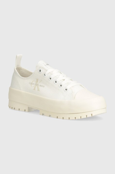 Calvin Klein Jeans tenisi LUGGED HYBRID LACEUP ML MTR femei, culoarea alb, YW0YW01505
