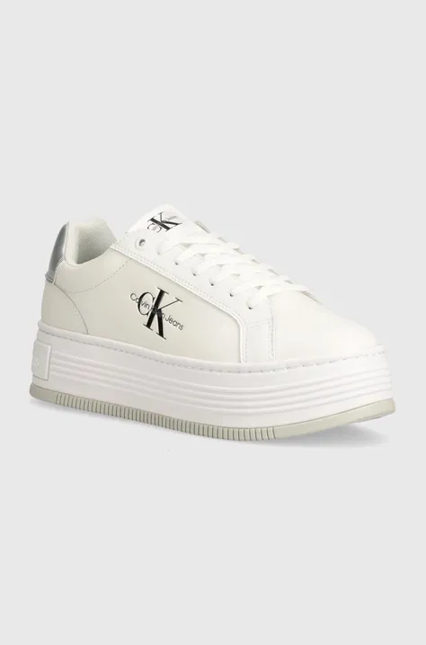 Calvin Klein Jeans sneakersy BOLD PLATF LOW LACE LTH ML MTL kolor biały YW0YW01516