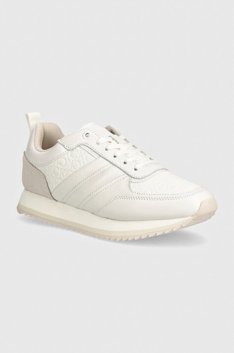 Calvin Klein sneakers RUNNER LACE UP SAFF MONO culoarea alb, HW0HW02102