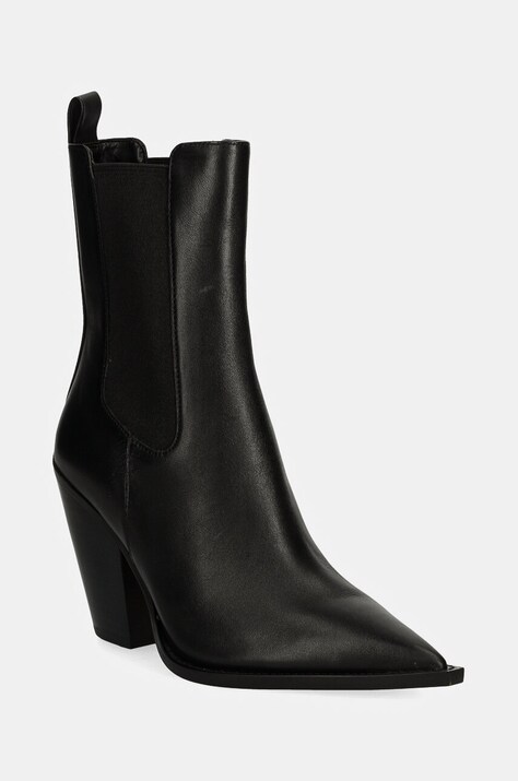 Кожаные полусапоги MICHAEL Michael Kors Leni женские цвет чёрный каблук кирпичик 40T4LNHE5L 001