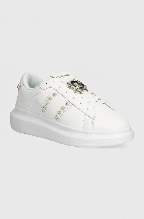 Δερμάτινα αθλητικά παπούτσια Just Cavalli χρώμα: άσπρο, 77RA3SB3