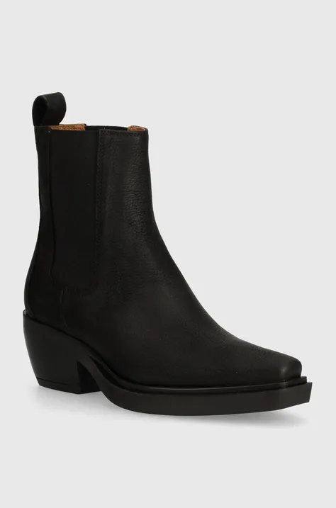 Semišové kotníkové boty Copenhagen dámské, černá barva, na plochém podpatku, CPH236