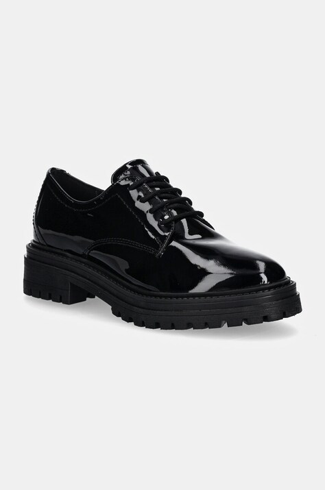 Geox pantofi de piele D IRIDEA femei, culoarea negru, cu toc plat, D26HRM 00066 C9999