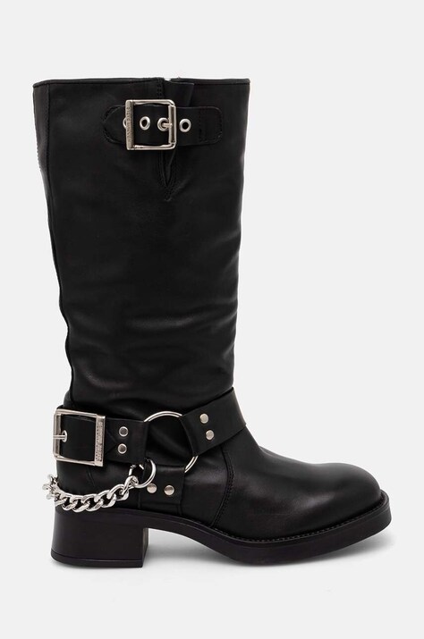 Шкіряні чоботи Steve Madden Beau-C жіночі колір чорний на плоскому ходу SM11003094
