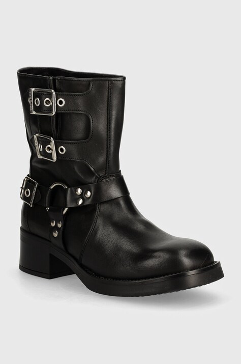 Steve Madden cizme de piele Becase femei, culoarea negru, cu toc plat, SM11003095