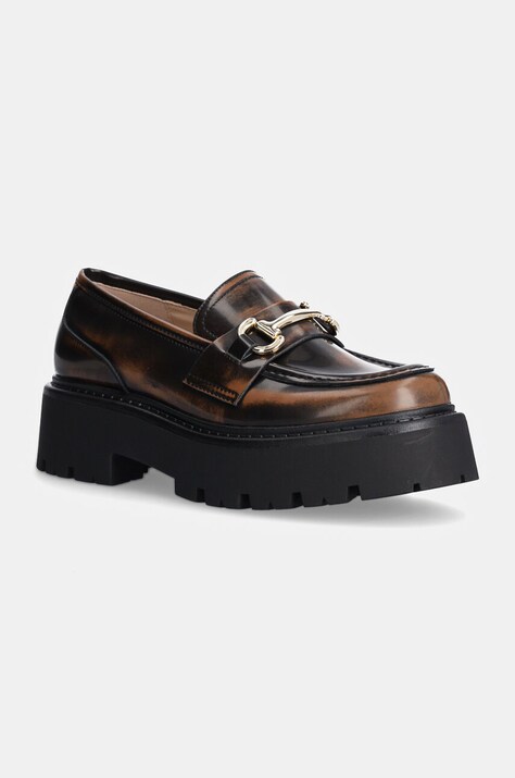Steve Madden mocasini de piele Occupy femei, culoarea maro, cu platforma, SM11003276